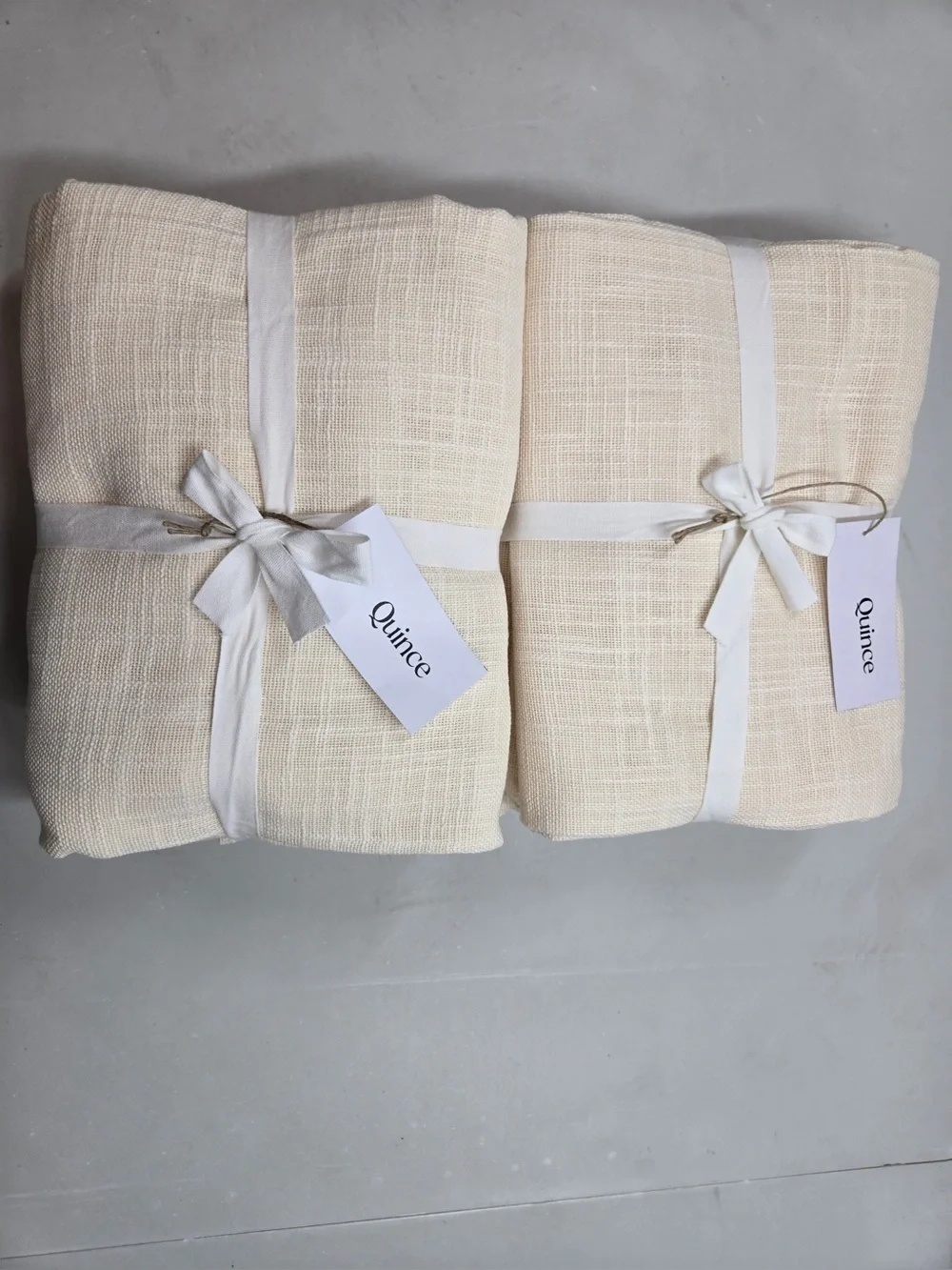 NWT QUINCE Set Of 4 48x84 Cotton Sheer Curtains Ivory 0850